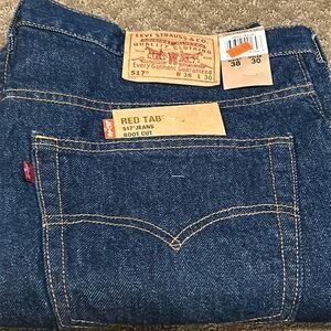 NWT Rare Vintage Levi’s 517 Red Tab Boot Cut Jeans 38X30 Made In USA